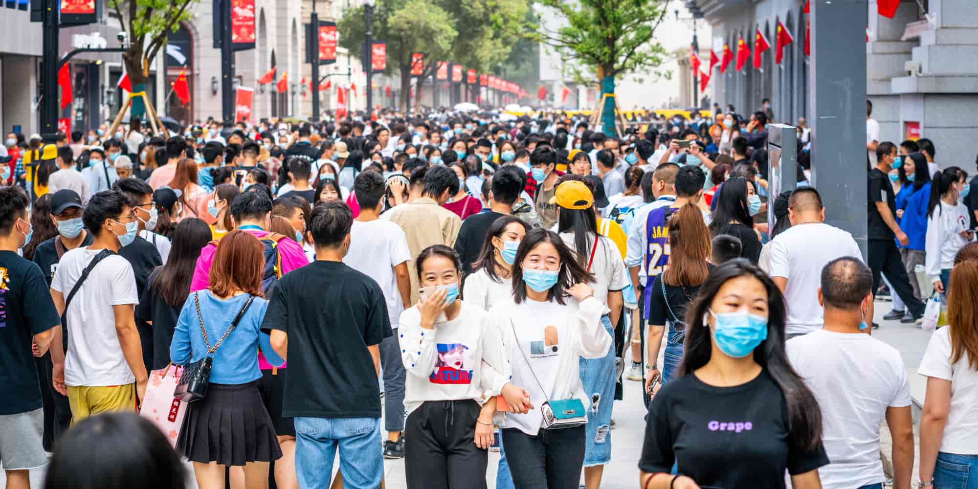 Crowded street in China