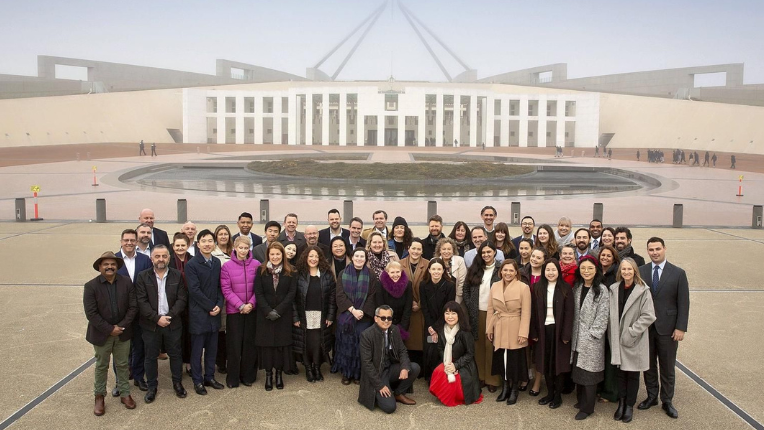 Asialink leaders participants outside parliament house in canberra