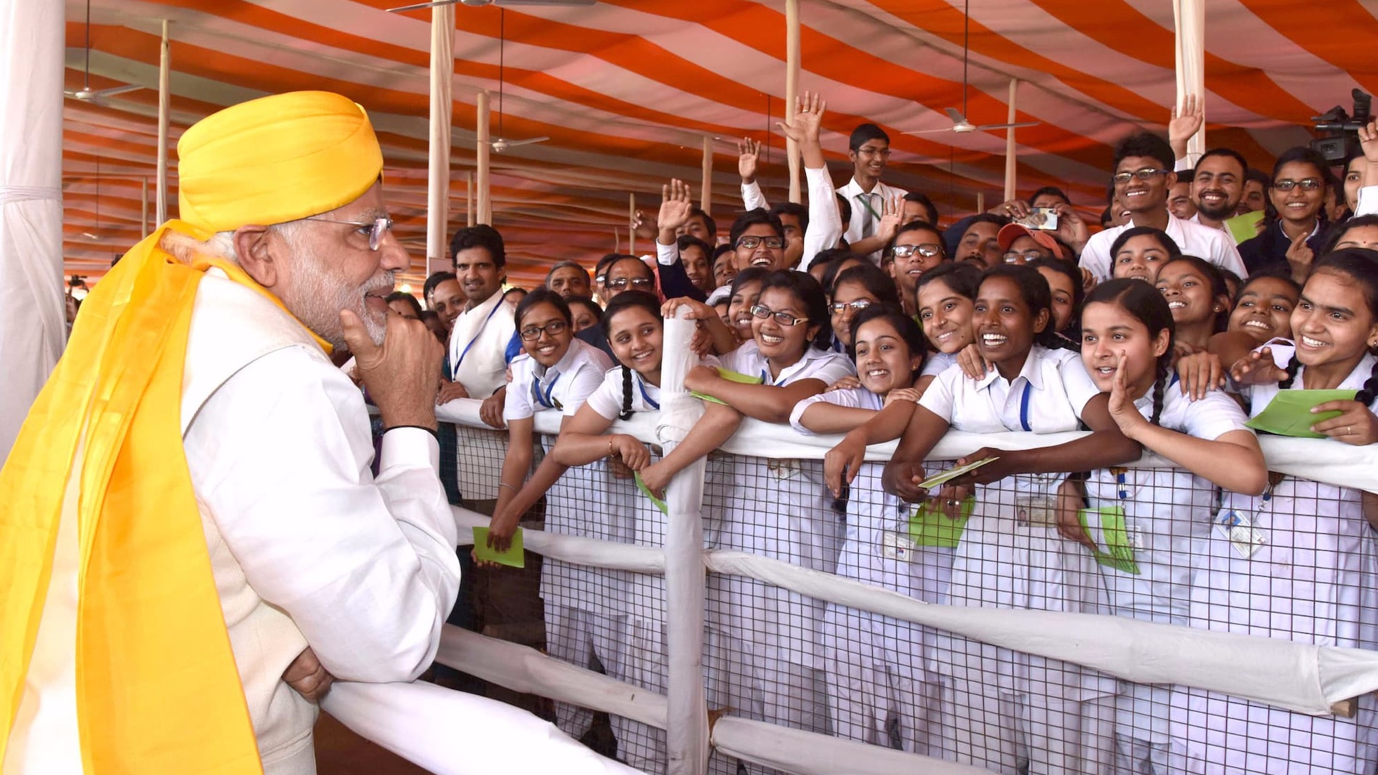 Modi greets students
