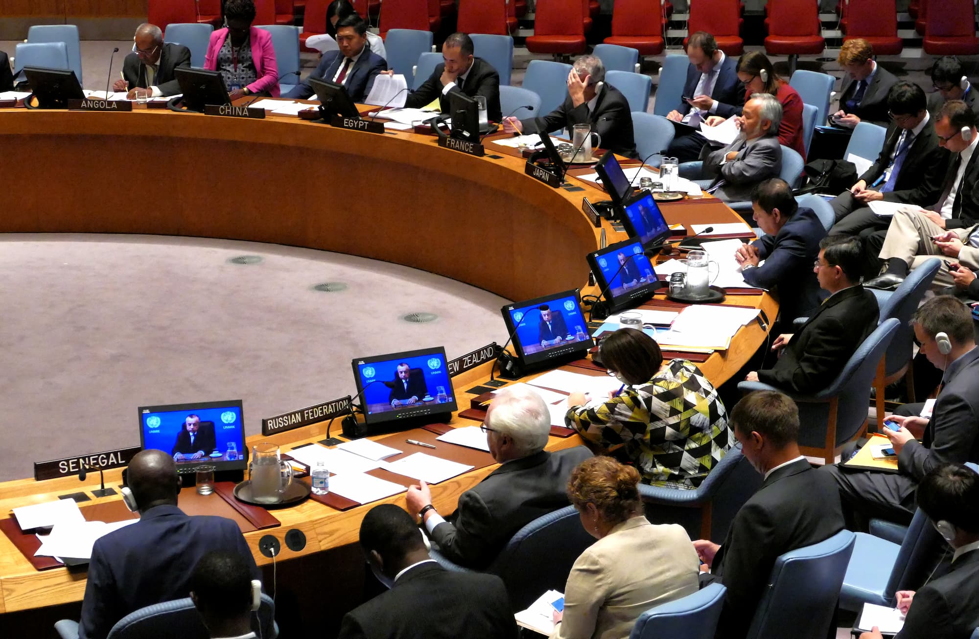 UN council seated around a table