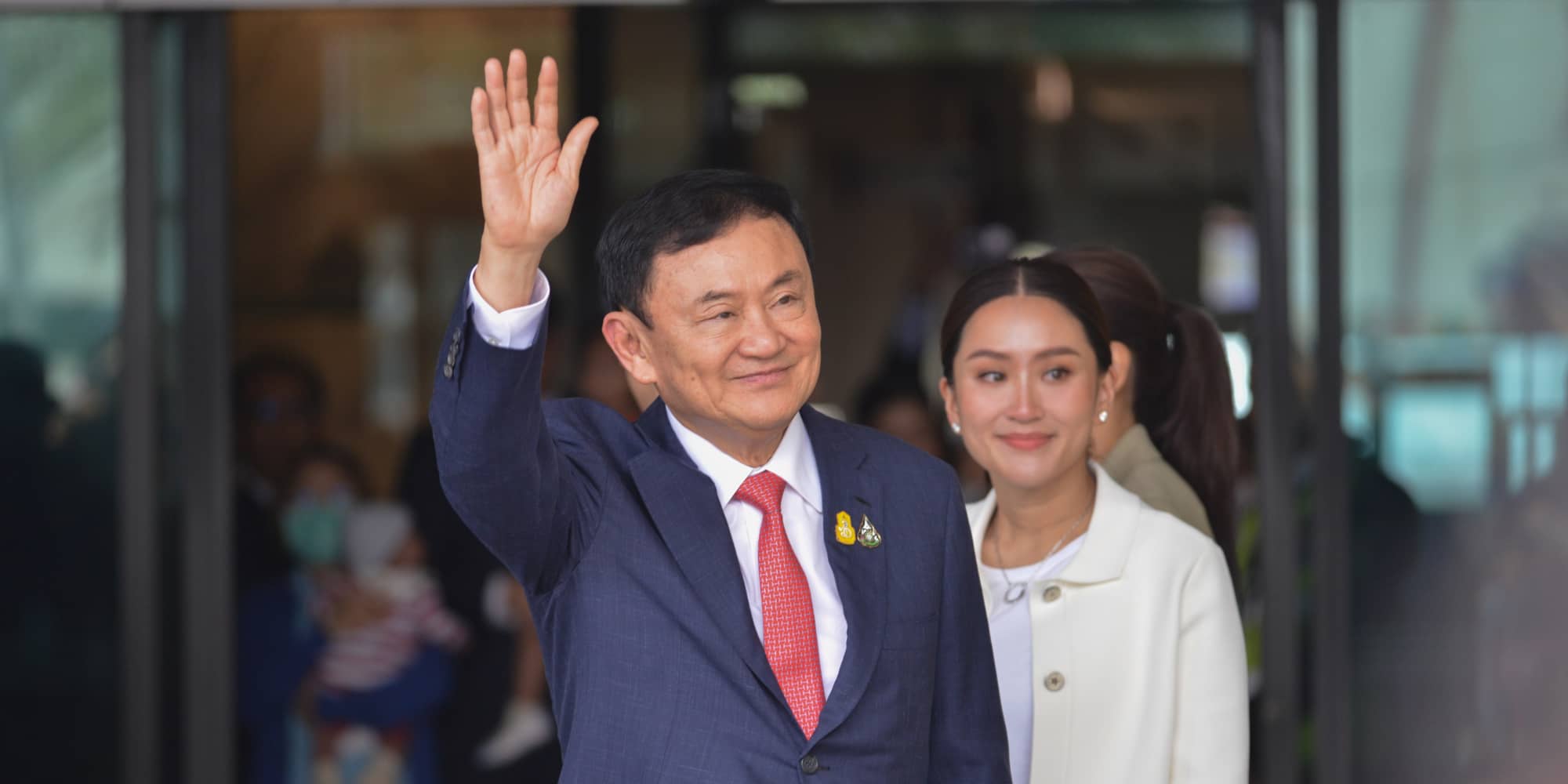 Thaksin Shinawatra arrived at Don Mueang Airport in Bangkok