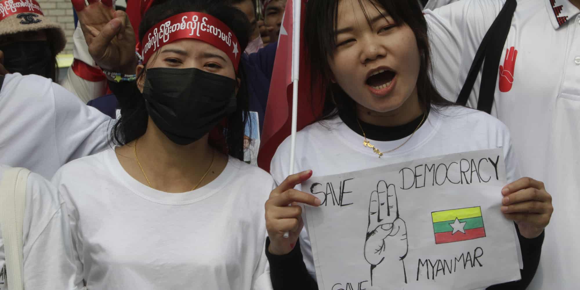 People protests against the ruling military junta in Myanmar