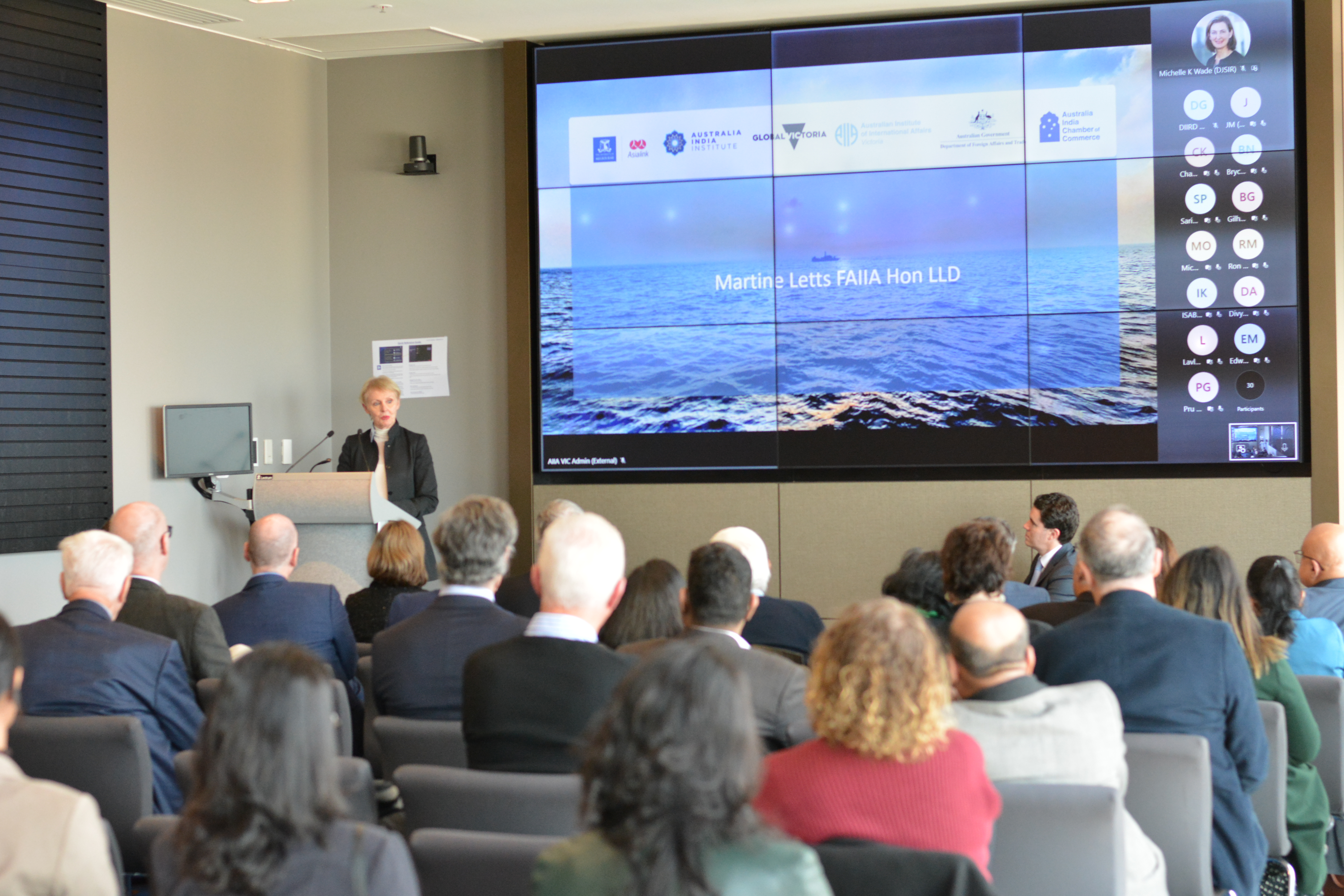 Martine Letts addresses conference attendees