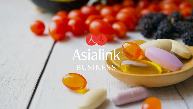 Nutritional supplements with Asialink Business logo
