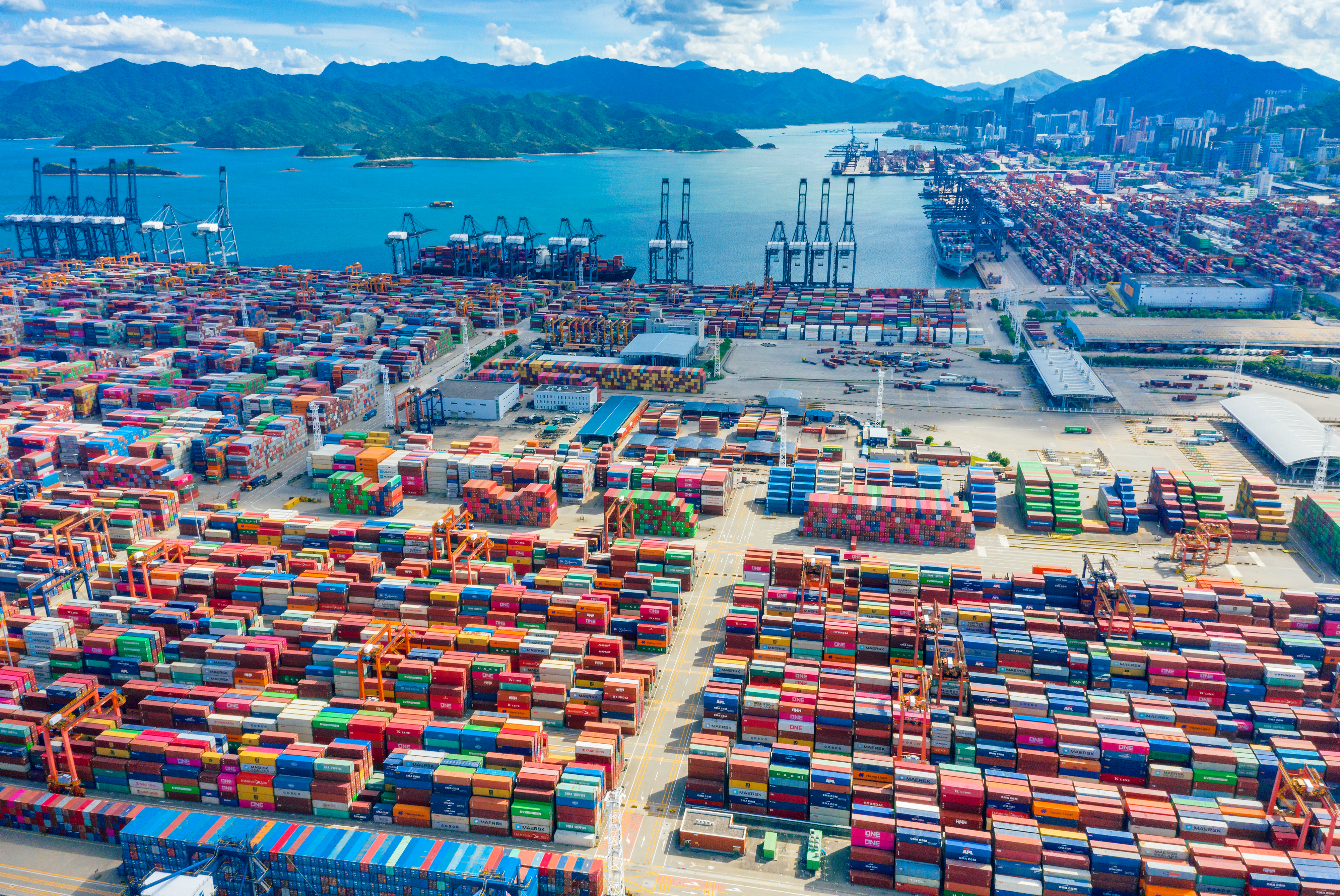 Shipping containers at a dock