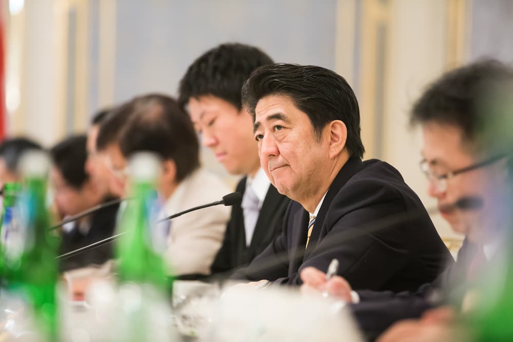 Former Japanese PM Abe Shinzo attends bilateral meeting in Kiev, Ukraine