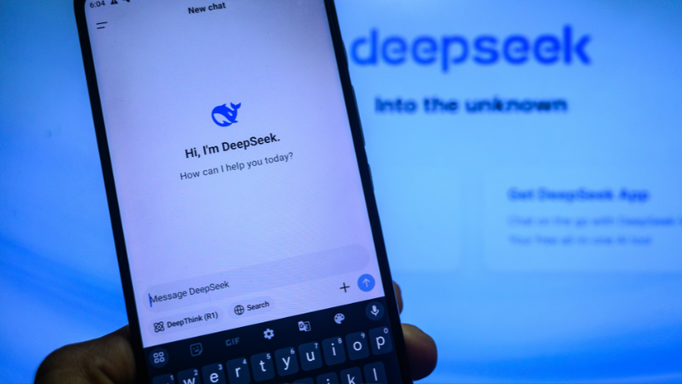 deepseek ai homepage on a phone