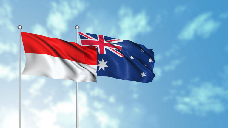 indonesia and australian flags