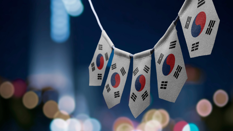 garland of south korea flags