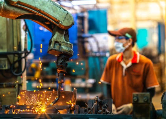 Asian worker working in old chinese factory 
